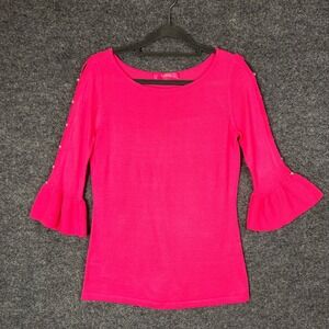 Lilly Pulitzer Pink Pearl Accent Bell Sleeve Knit Top Small